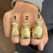 10k Gold Small Money Bag Ring,Gold Money Ring, Gold Dollar Sign Bag Ring, Men's Gold Ring, Women's Gold Ring (Style 1)