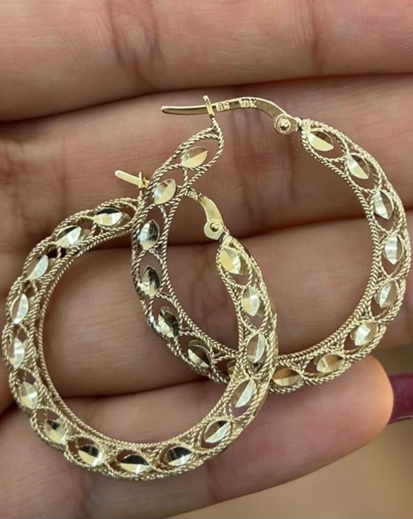 10k Yellow Gold Turkish Hoops, Small Hoops, Medium Sized Hoops, Thick Hoops, Women Earrings, Girl Hoops,