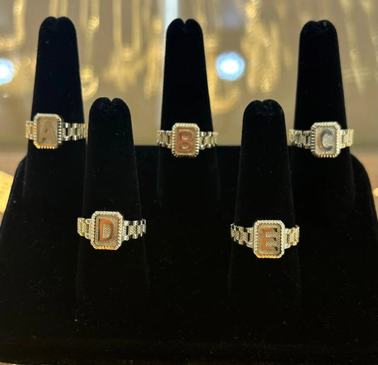 10K Gold Presidential Style Band Ring, 10k Initial Ring , Alphabet Rolly Ring for Gift, 10k Gold Ring, 10k Gold Name Ring, Name Ring, Rollie Ring