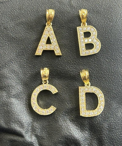 10k Gold Small Block Letter Initial Pendant, Name Letter Chram, CZ Stone Initial, Sparkly Initail Charm, Block Font Letter, Gold Letter