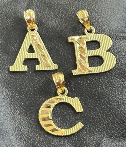 10K Small Block Letter Initial Pendant with Diamond Cut Finish, 10k Name Initial, Gold Letter Charm