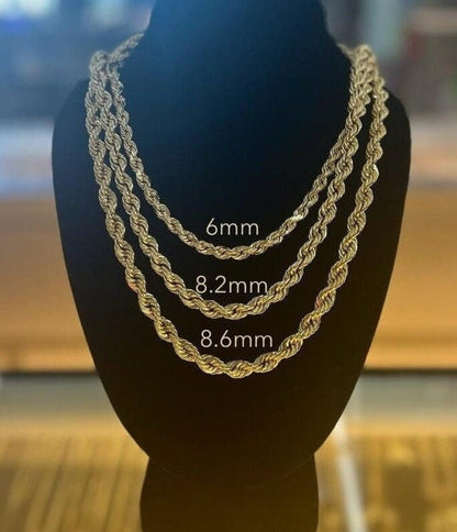 10k Yellow Gold Thick Rope Chain, Gold Rope Chain, Rope Gold Necklace