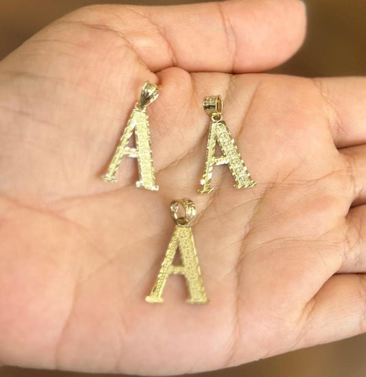 10k Gold Medium Block Letter Initial Pendant, Gold Letter Pendant, Gold Letter Charm, Alphabet Name Initial Pendant, Block Font Initial