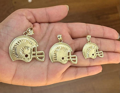 10k Yellow Gold Football Helmet, Customized Number on Football Helmet, Sports Pendant