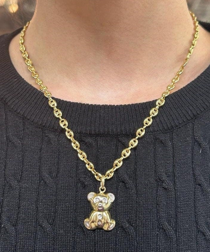 10k Gold Teddy Bear Necklace and Braclet