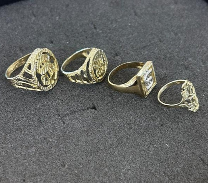 10k Gold Money Sign Circle  Ring, Gold Money Ring, Gold Dollar Sign Ring, Men's Gold Ring, Round Money Sign Ring, (Style 3&4)