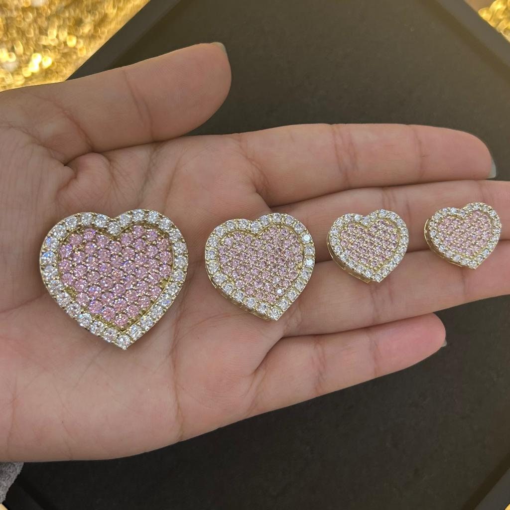 10K  Presidential link Heart Pendant, Pink Heart Slider, Heart Pendant, 10k Heart Pendant,  Heart Slider for Presidential link, Pink Shiny Heart Charm