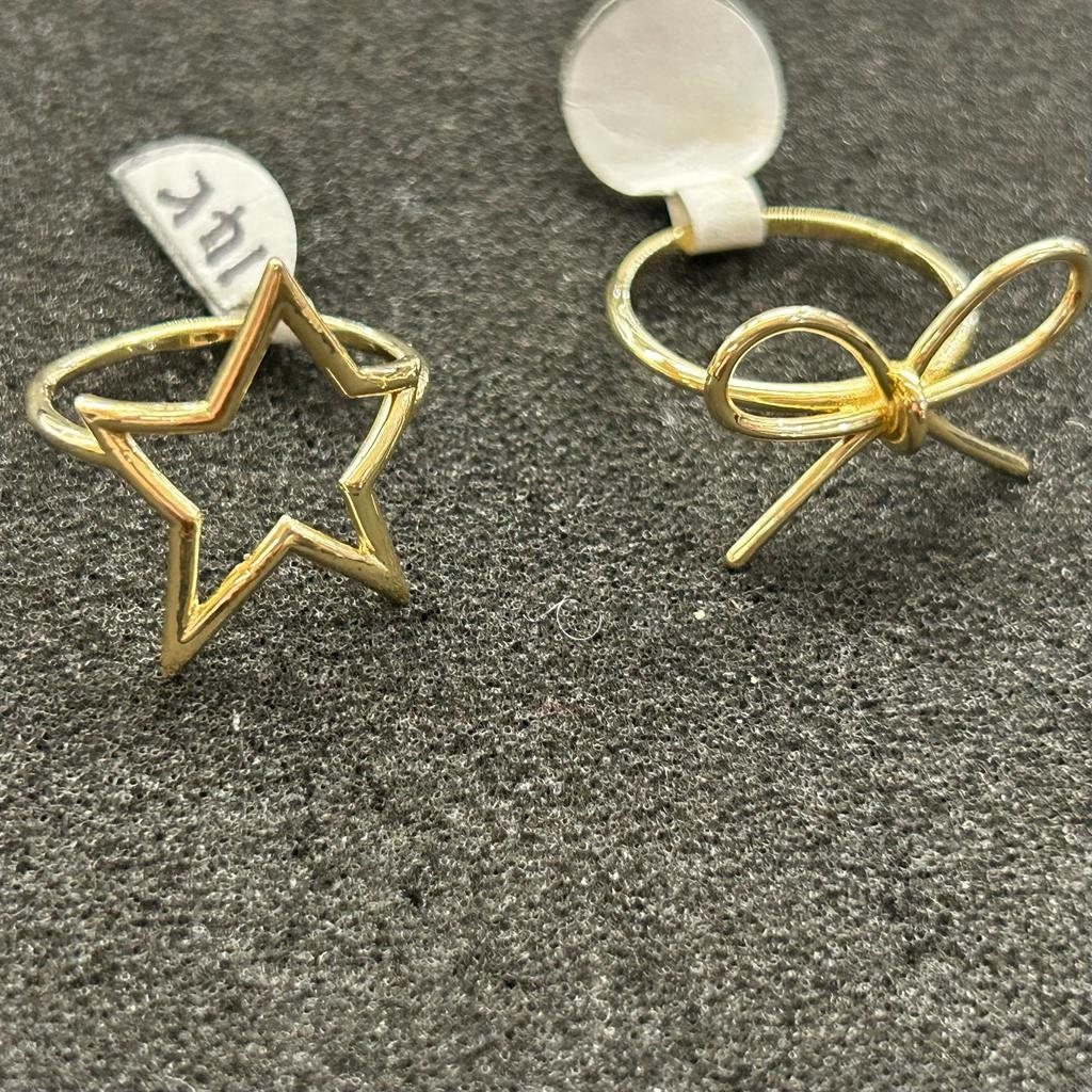 14k Gold Bow Ring, 14k Star Ring, Women's Gold Ring, Simple Bow Ring, Big Star Ring, Birthday Gift Ring, Gold Star Astronomy Ring