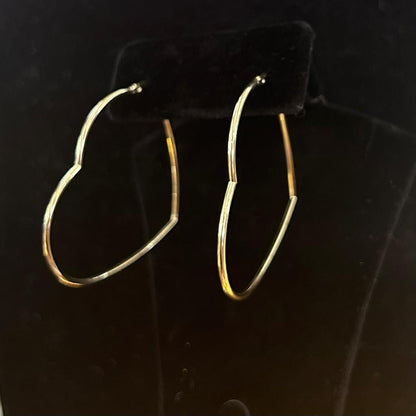 14k  Gold Heart Hoops, Thin Gold Hoops, Big Gold Hoops, Hoop Earring, Women's Hoop Earring, 14k Gold, Clip on Style, Love Earrings