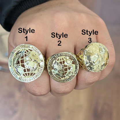 10k Gold World Ring, Gold Men's Ring, The World is Yours Ring, Birthday Ring Gift, World Ring, Round Globe Ring, Gold Globe Ring,