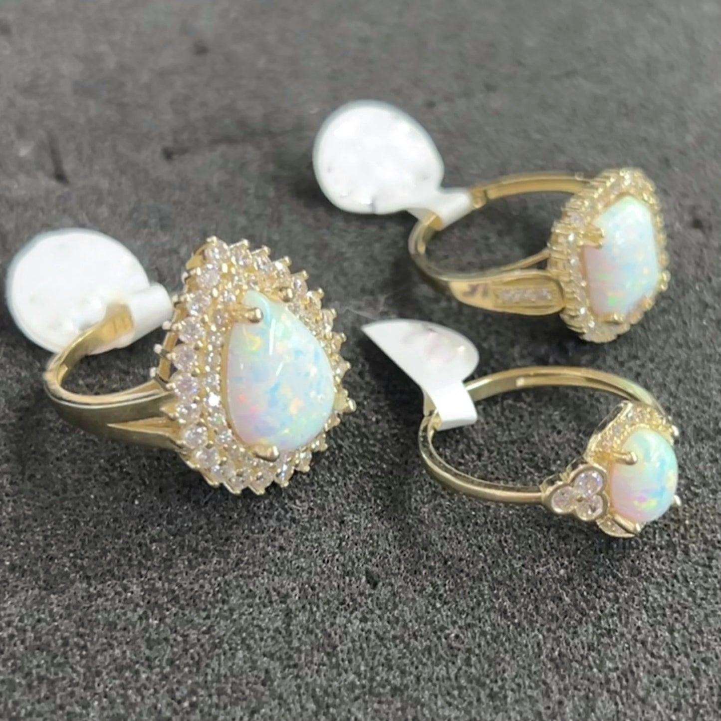 14k Gold Opal Stone Ring, Opal Birthstone Ring, 14k Gold Women's Ring, CZ Stone Ring, Oval Cut, Cushion Shape, Teardrop Pear Shape, Square