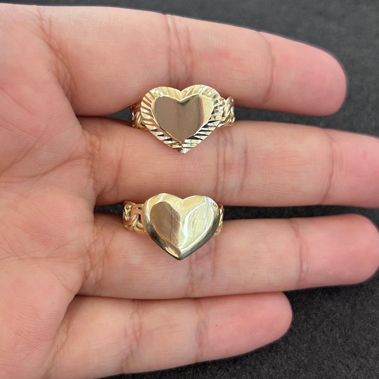 10k Gold Heart Ring, Plain Gold Heart Ring, Diamond Cut Finish, Promise Ring, Ring for Girlfriend, Anniversary Gift, Gold Heart Jewelry