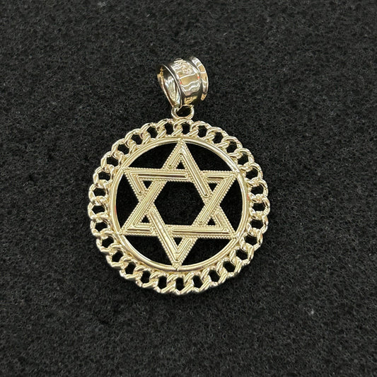 14k Gold Star of David Pendant, Star Charm, Gold Star of David, Gold Star Charm, Cuban Link Frame, Cuban Gold Frame, Birthday Gift Pendant