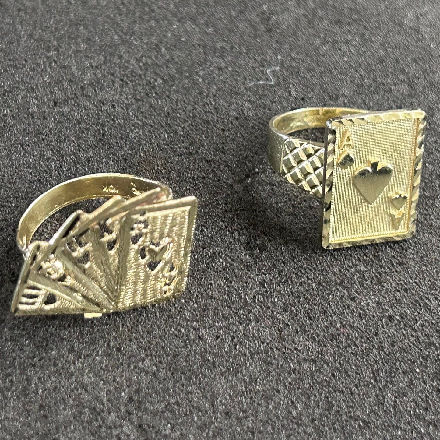 10k Gold Playing Cards Ring, Gold Men's Ring, Ace Ring, Birthday Ring Gift, Unisex Ring, Royal Flush of Hearts Ring, King of Spades, Poker