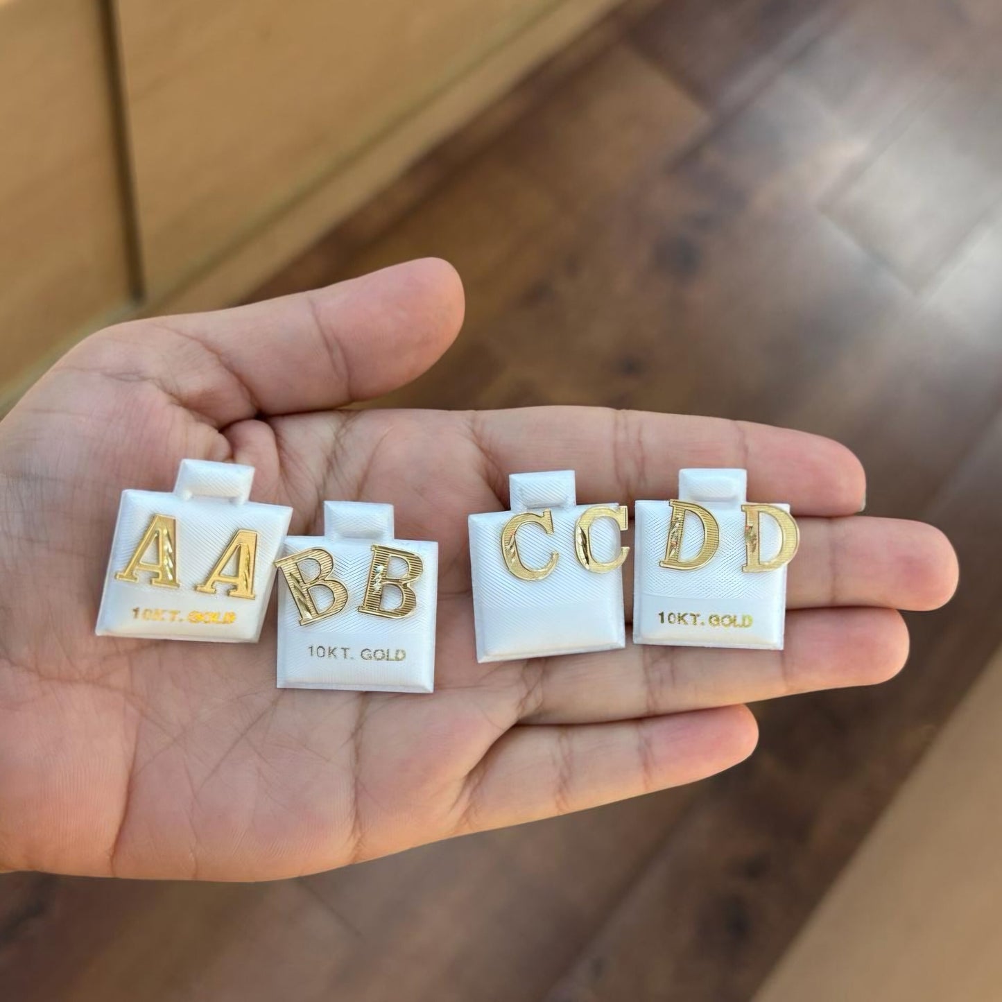 10k Gold Medium Initial Earrings, Letter Earring, Alphabet Letter Earring, , Gold Letter Earrings, Initial Earrings, Push back, Name Letter