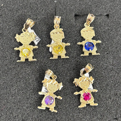 14k Gold Baby Pendants, Birthstone Pendant, Babyboy Charm, BabyGirl Charm, Mom Gift Pendant, Gender Reveal Gift, Child Birthstone Necklace