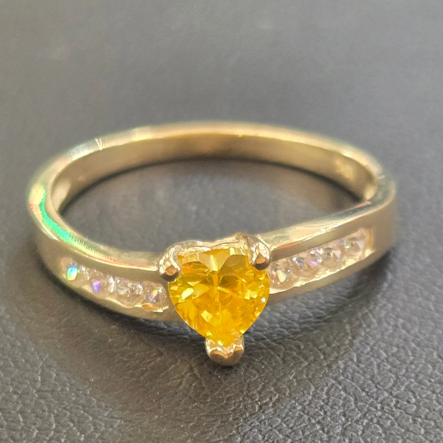 10k Gold Heart Birthstone Ring, Women's Gold Ring, Birthday Gift Ring, CZ Stone, Heart Ring