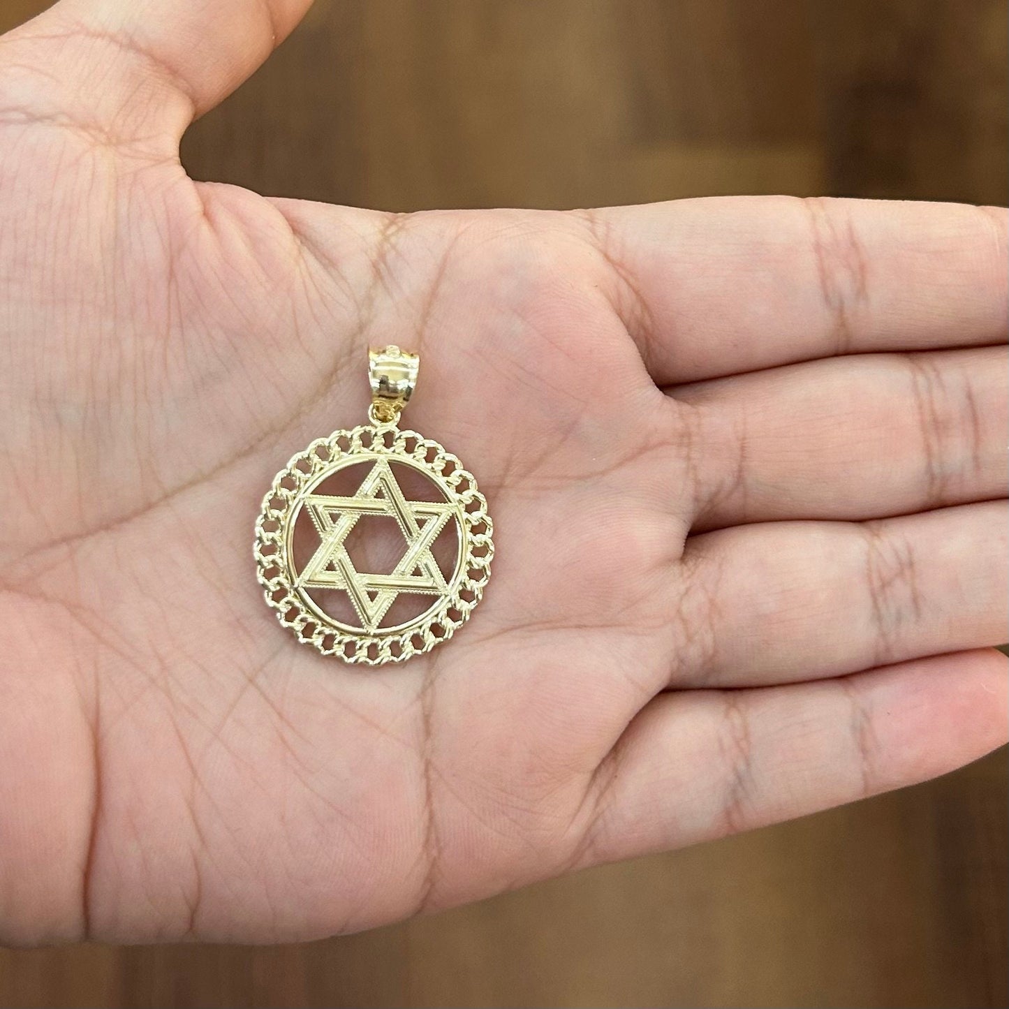 14k Gold Star of David Pendant, Star Charm, Gold Star of David, Gold Star Charm, Cuban Link Frame, Cuban Gold Frame, Birthday Gift Pendant