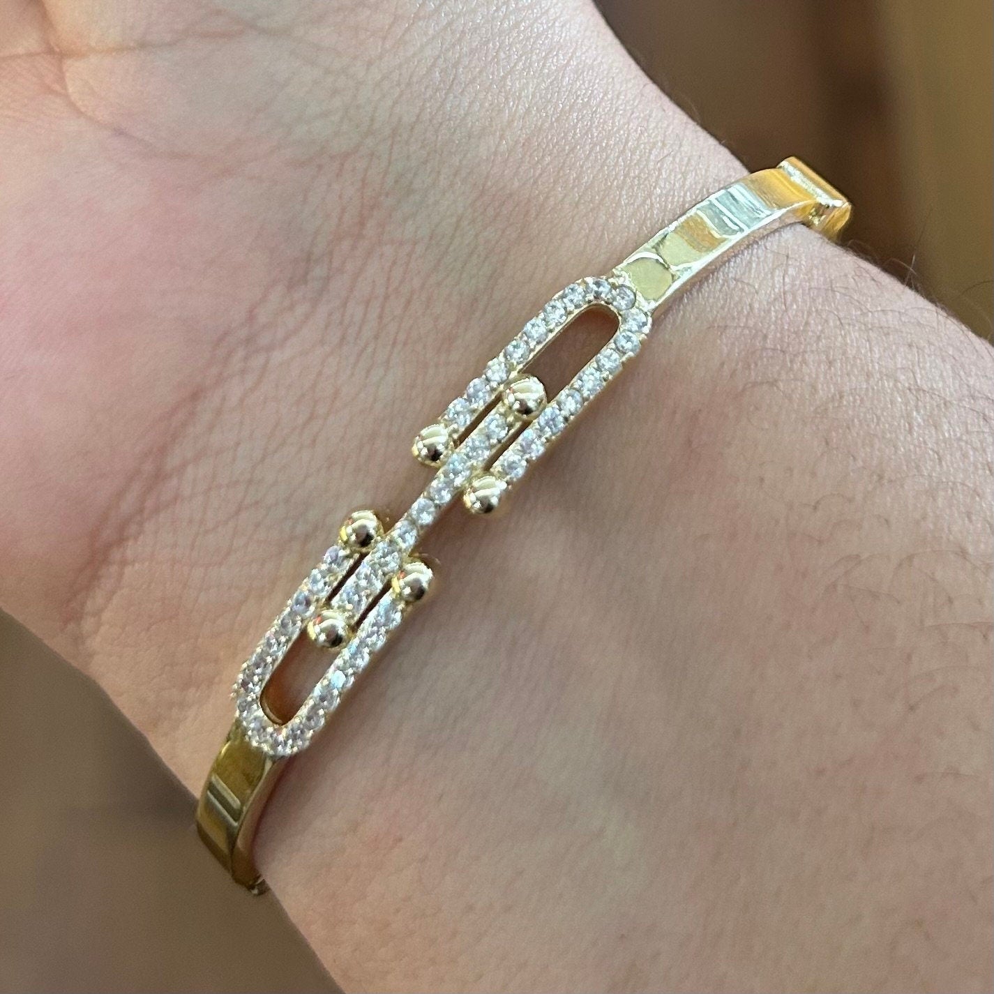 14k Gold Bracelet, 14k Gold Fancy Gift Bracelet, Women's Gold Bracelet, Design Bracelet, CZ Stone Diamond, Bangel Bracelet