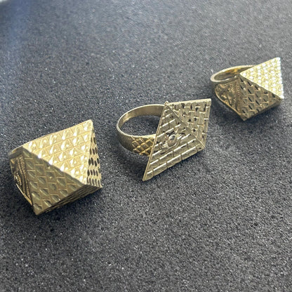 10k Gold Pyramid Ring, Men's Gold Ring, 3D Gold Ring, Ancient Egypt Pyramid Ring, Providence Eye Ring