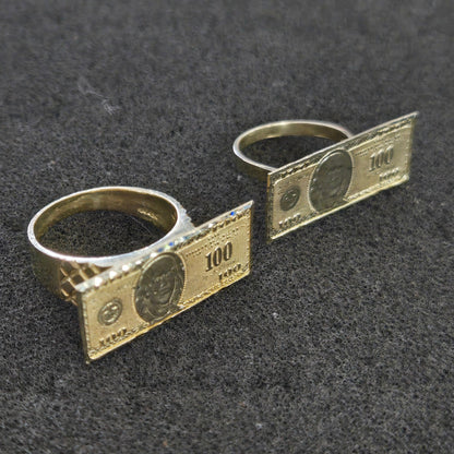 10k Gold 100 Dollar Bill Ring, Gold Finger Ring, Money Ring, Gold 100 Ring, 100 Dollars, Gold Men's Ring, Money Bill Ring, Birthday Gift Rin