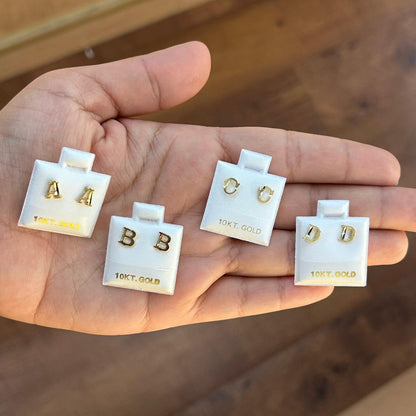 10k Gold Small Initial Earrings, Letter Earring, Alphabet Letter Earring, , Gold Letter Earrings,  Initial Earrings, Push back, Name Letter