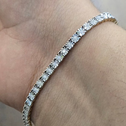 10k Gold Diamond Bracelet, Gold Diamond Tennis Bracelet, Birthday Gift, Gold Natural Diamond Tennis Bracelet, Gifts for her