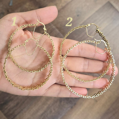 10k Gold Presidential Style Hoops, Womens Hoops, Women Earrings, Medium Size Hoops, Thick Gold Hoops, Thin Hoop Earrings