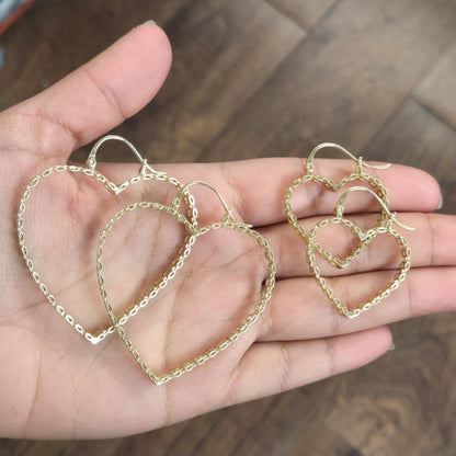 10k Gold Presidential Heart Style Hoops, Rolly Hoops, Women Earrings, Medium Size Hoops, Small Heart Hoops, Gold Hoop Earrings