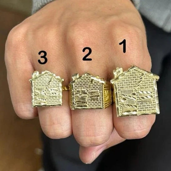 10k Gold Trap House Ring, 10k Gold Men's Ring, Gold Ring, Birthday Ring