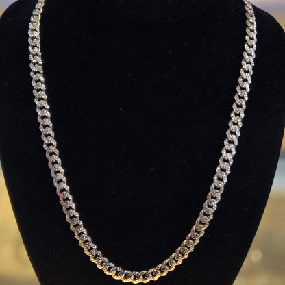 10k Gold Monaco Chain with Diamond Cut 22", Gold Monaco Style Link Necklace,