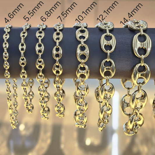 10k Gold Puffed Mariner Chain Bracelet,Gold Bracelet, Puffed Anchor Mariner Link, Gold Bracelet, Women's Gold Bracelet, Men's Gold Bracelet,