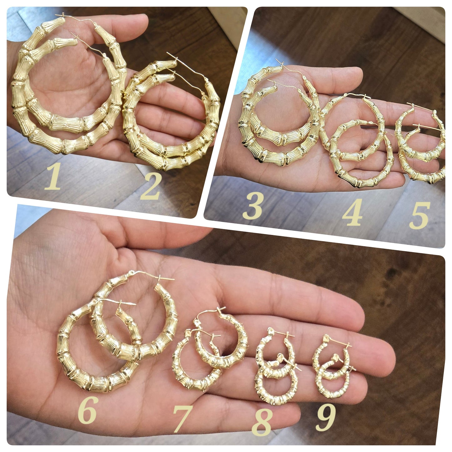 10k Gold Bamboo Style Hoops, Big Hoops for Women, Small Hoops for Kids Girls, Medium Hoops for Teenagers, Gold Bamboo Hoop Earrings,