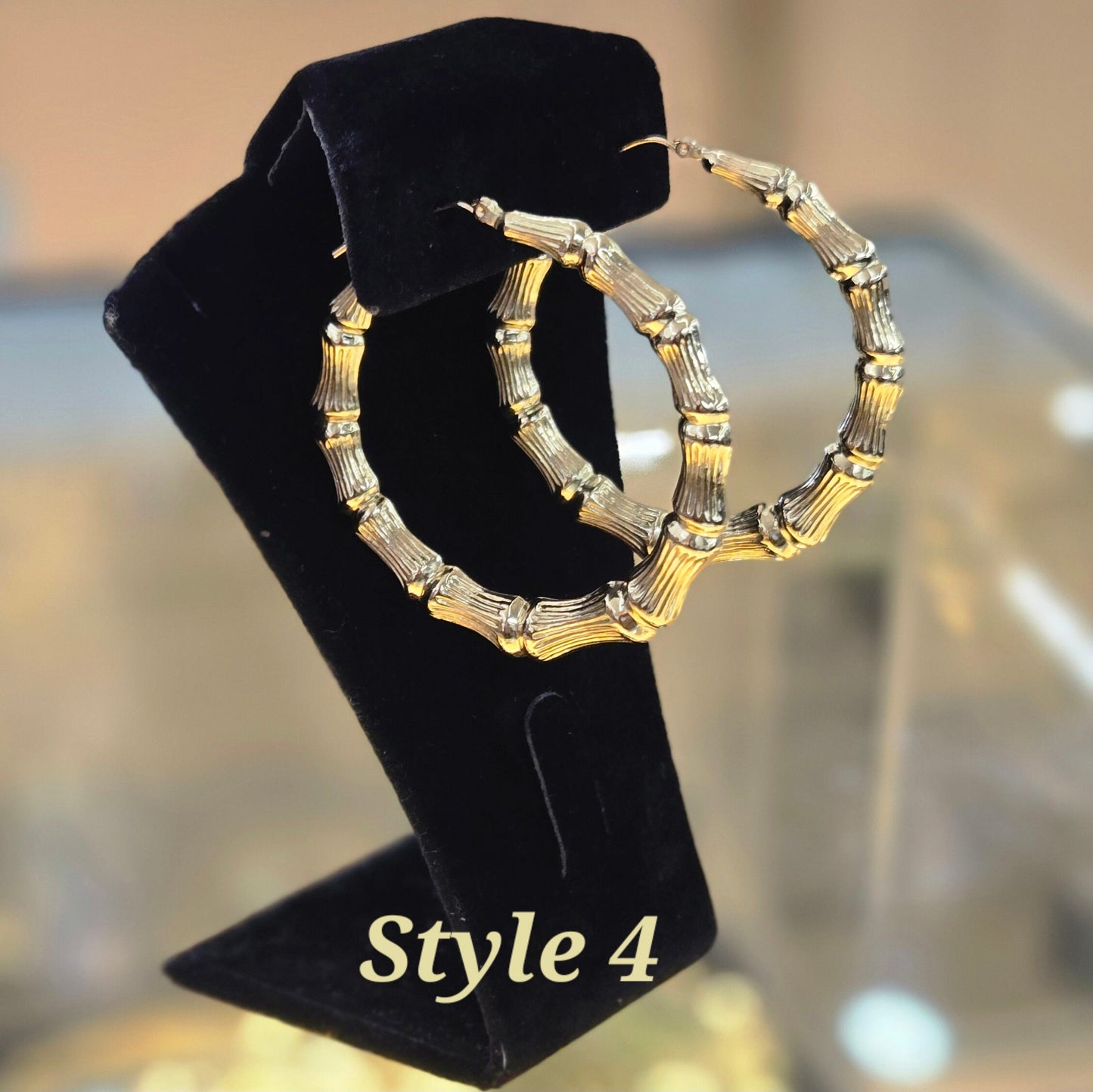 10k Gold Bamboo Style Hoops, Big Hoops for Women, Small Hoops for Kids Girls, Medium Hoops for Teenagers, Gold Bamboo Hoop Earrings,